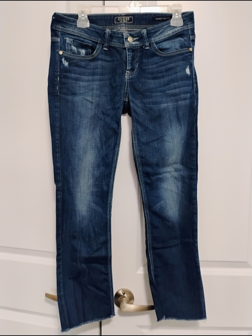 Guess Women's Blue Faded Straight-Leg Jeans